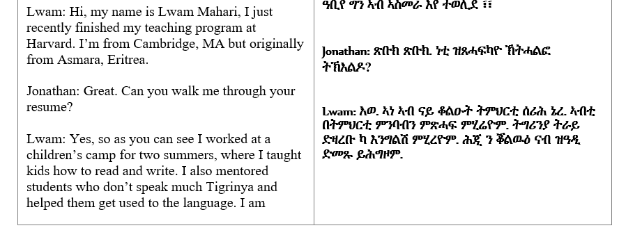 Intermediate Tigrinya Script
